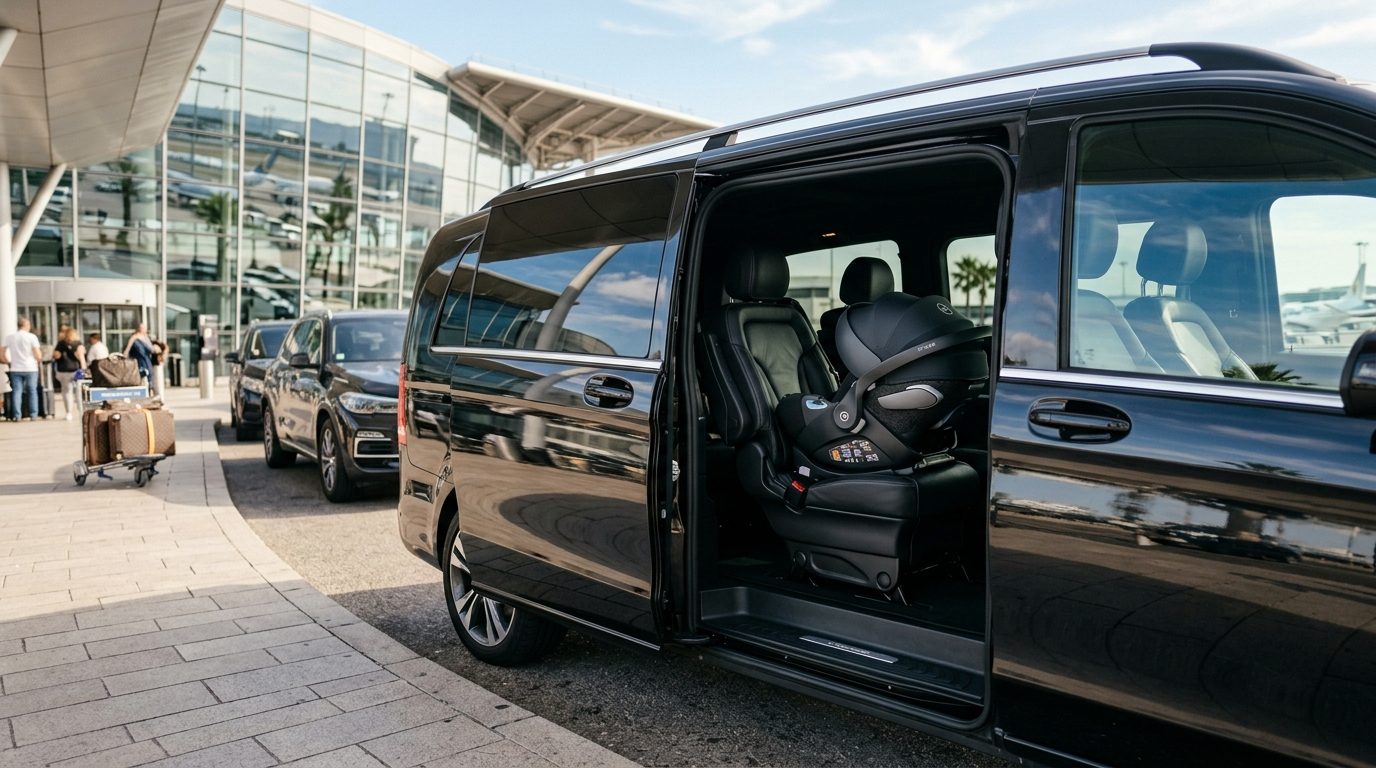 Van à l&rsquo;aéroport de Nice avec siège bébé groupe 0+ : guide pratique et sécurité