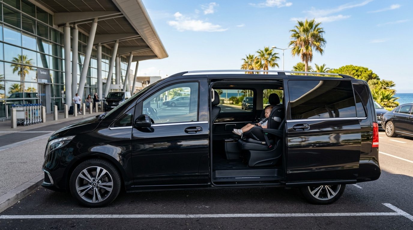 Mercedes Classe V à l&rsquo;Aéroport de Nice : Sécurité ISOFIX et Confort Familial