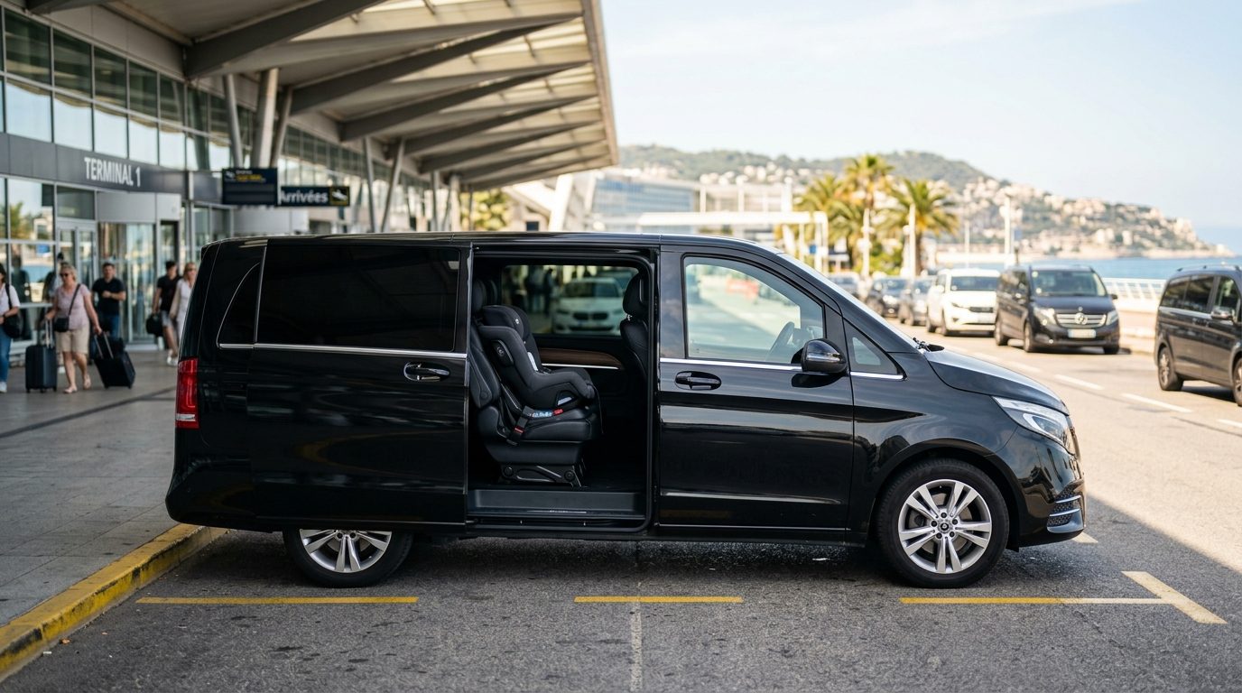 Van familial à l&rsquo;aéroport de Nice (NCE) : confort et sécurité avec siège bébé
