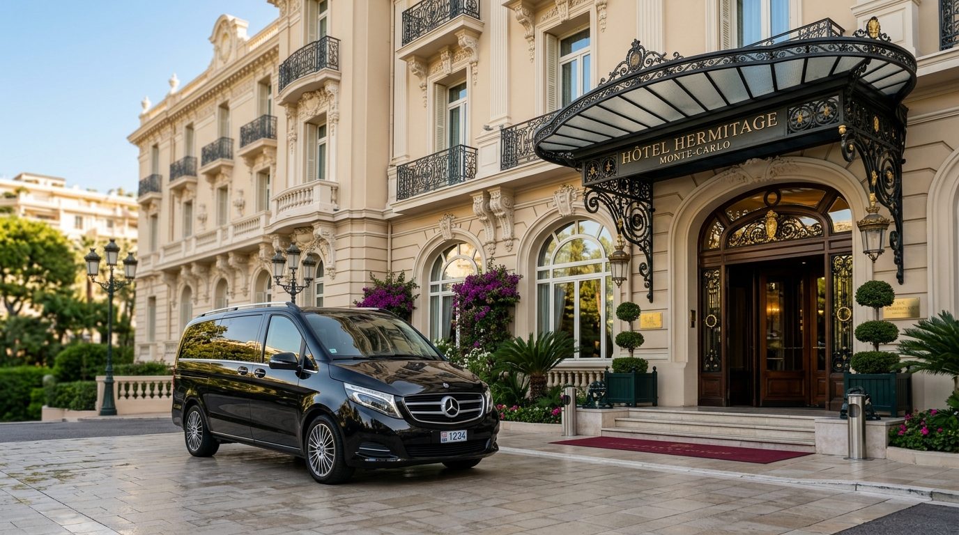 Chauffeur privé en Mercedes Classe V à l’Hôtel Hermitage Monte-Carlo : Guide de la mise à disposition