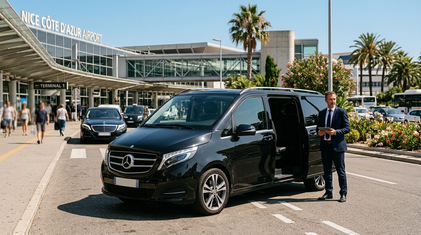 Transfert aéroport Nice NCE en van complet : organisation, confort et repères pratiques