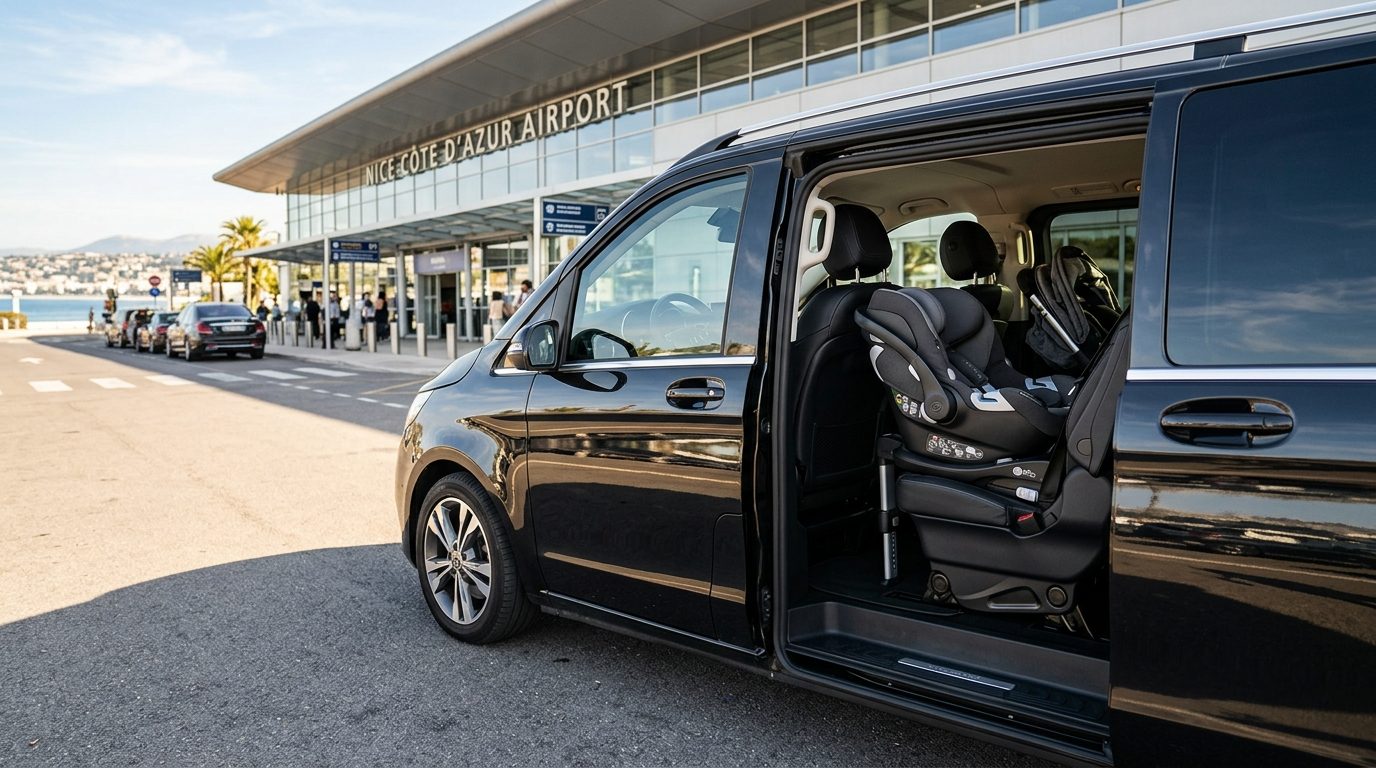 Van avec siège auto bébé à l&rsquo;aéroport de Nice NCE : confort et sécurité familiale