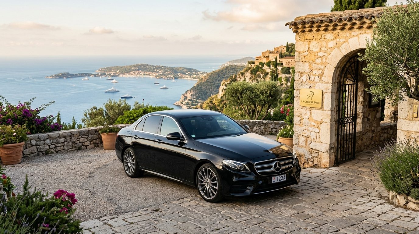 Chauffeur privé en Mercedes Classe E au Château de la Chèvre d’Or à Èze : guide de mise à disposition