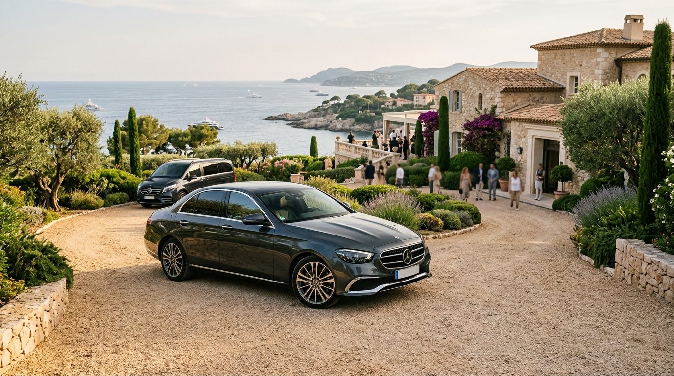 Mise à disposition d’un chauffeur privé en Mercedes Classe E au Château Saint‑Martin & Spa à Vence