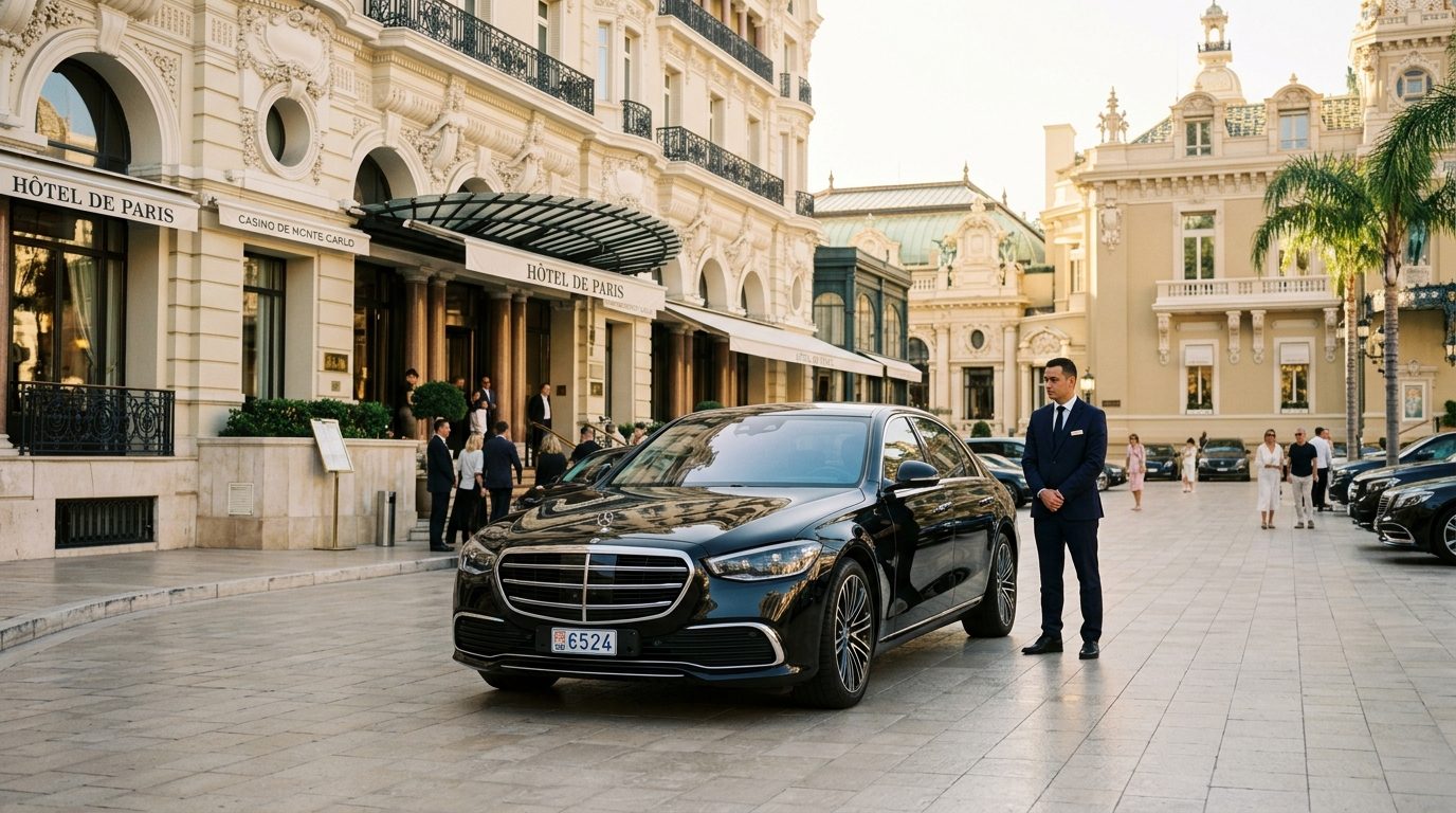 Chauffeur privé en Mercedes Classe S à l’Hôtel de Paris Monte-Carlo : guide de la mise à disposition