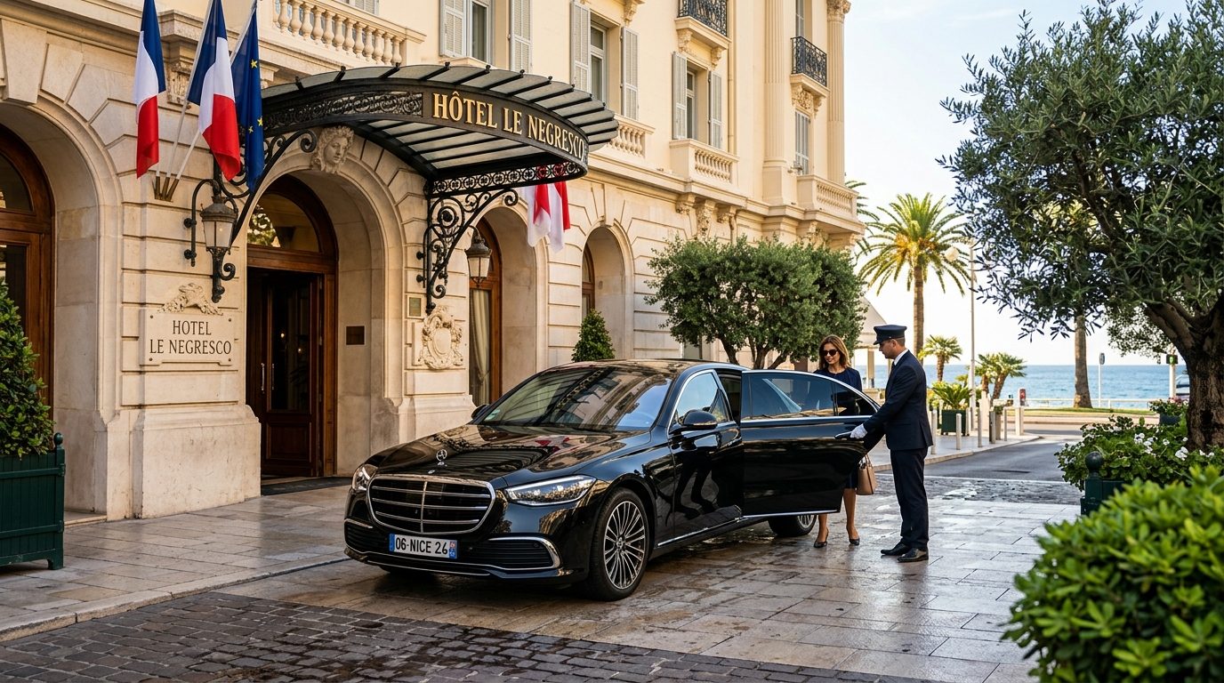 Chauffeur privé en Mercedes Classe S à l’Hôtel du Couvent : mise à disposition haut de gamme à Nice