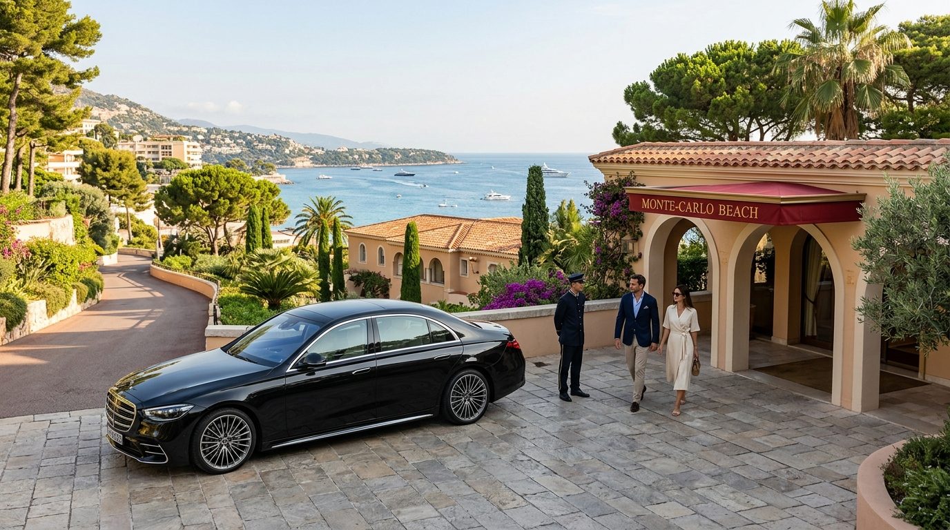 Chauffeur privé Mercedes Classe S au Monte-Carlo Beach : guide de mise à disposition à Roquebrune-Cap-Martin